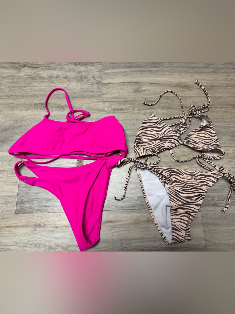 SHEIN Hot Pink & Zebra Print Women’s Bikini Set